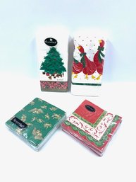 Grouping Of 4 New Packages Of Festive Holiday Napkins