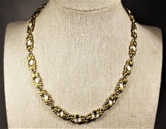 Vintage Gold Tone Necklace Lucite Plastic Stones