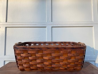 Antique Plinth Woven Basket With Fabric Handles