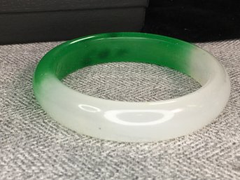 Vintage ? New ? Antique ? Two Tone Jade Bangle Bracelet - Unusual Two Tone - Some Wear And Minor Flaws