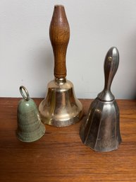 Trio Of Vintage Hand Held School Bells