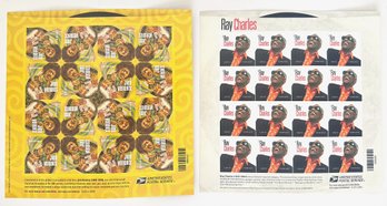 Jimi Hendrix & Ray Charles, Sheets Of 16 Mint Music Icon Stamps, 2013-2014