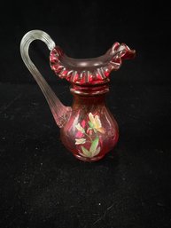 FENTON GLASS CRANBERRY GLASS PITCHER