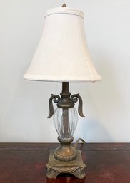 A Vintage Bronze And Glass Accent Lamp