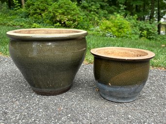 Pair Of Coordinating Clay Planters