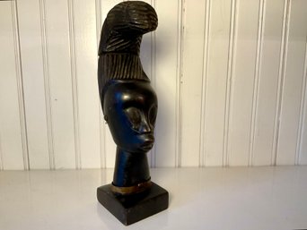 Carved African Ebony Wood Female Bust, Signed Ravil