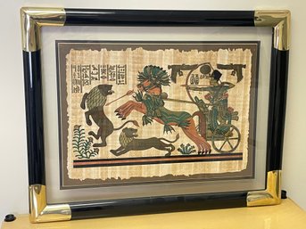 1980s Franklin Mint King Tut Certified Replica Egyptian Papyrus Painting Golden Shrine Institute Of Cairo COA