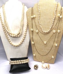 Collection Of Faux Pearl Costume Jewelry Inc. Vintage