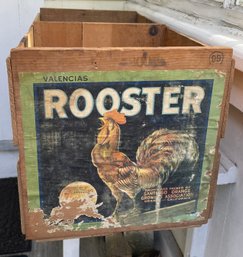 Large Vintage Wooden Orange Crate - Rooster Brand Circa 1940s