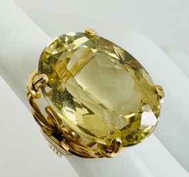 GORGEOUS LARGE FACETED CITRINE IN BEAUTIFUL GOLD-FILLED WIRE SETTING