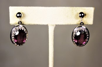 Fine Signed Danecraft Sterling Silver Amethyst Screw Back Earrings