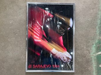 A Vintage Sarajevo 1984 Olympic Poster In Period Chrome Frame