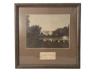 White House Photograph With Hand Written Note From Mrs. Woodrow Wilson