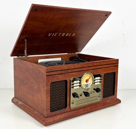 A Retro Victrola Record And CD Player