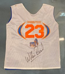 Reversible NY Knicks Basketball Jersey Signed By Willis Reed