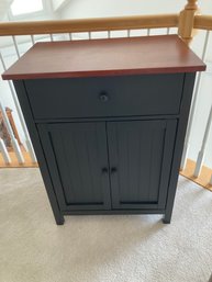 Black Cabinet With Wood Top, One Drawer