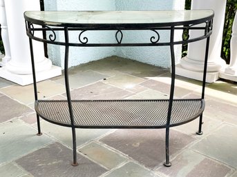 A Vintage Outdoor Wrought Iron Glass Top Console Or Sideboard By Woodard