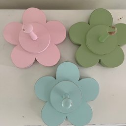 A Trio Of Land Of Nod Pastel Flower Wall Hooks