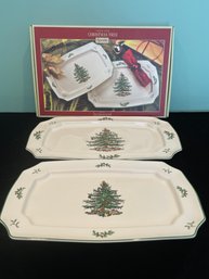 Spode Christmas Tree Set Of 2 Rectangular Platters