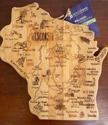 Large Wisconsin Shaped  Wooden Cutting & Serving Board - TOTALLY BAMBOO