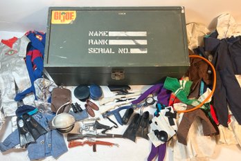 1960s G.I. Joe Wooden Footlocker With Many Accessories