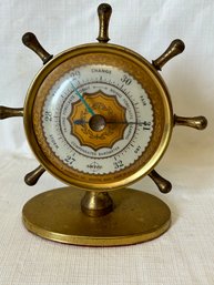 Vintage Mid Century SWIFT & ANDERSON Ship's Wheel Form Desk Barometer