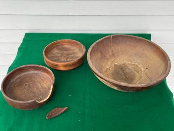 Lot Of 3 As Is Wood Bowls