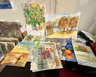 20 Original Watercolor Art Pictures On Heavy Paper Some Signed By Artist, Jean Carozza.  DC - WA-D