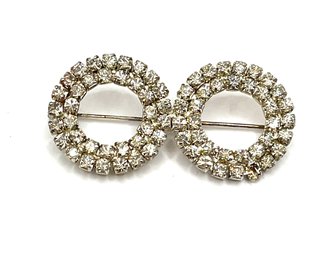 Vintage Rhinestone Double Circle Brooch/pin