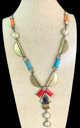 Premier Designer Artisan Style Multi Color Multi Shape Y Shaped Necklace