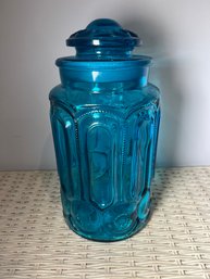 Vintage L.E. Smith Blue Moon & Stars Cannister