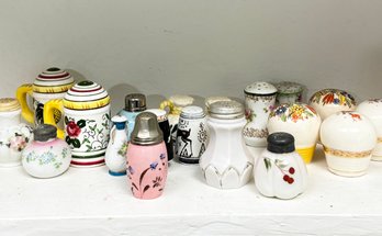 Vintage Salt And Pepper Shakers - Floral Porcelain And Glass - N