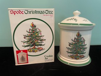 Spode Christmas Tree Cookie Jar With Lid