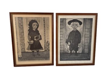 Pair Of Newswanger Prints Depicting Amish Children