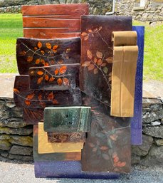 An Abstract Mixed Media 2 Part 3-D Art Piece, 'Ancient Amber Reflections' By By Margie Hughto