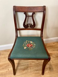 Antique Lyre Needlepoint Side Chair