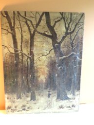 Winter Forest Scene Painting R. Burke 1896