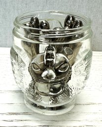 A Set Of FIVE Metal Corn Holders & Decorative Hen Glass Jar