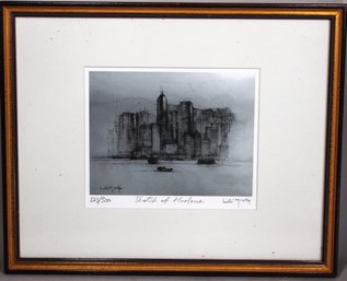 Lui Ming Framed Print On Blue Paper City Scape