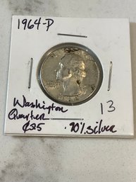 1964 P Washington Quarter .90 Silver 144