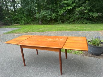 A Vintage Teak Table With Adjustable Length, Made In Denmark