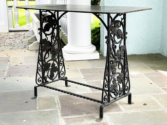 A Fabulous Antique French Wrought Iron Console - With Metal Top