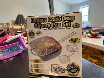 Copper Cook Deep Square Pan Set 4 Pcs. New In Box