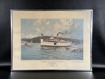 Vintage Art Print, Steamboat, William G. Muller, Pencil-Signed