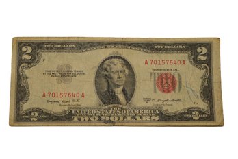 1953-B Two Dollar Bill With Red Seal