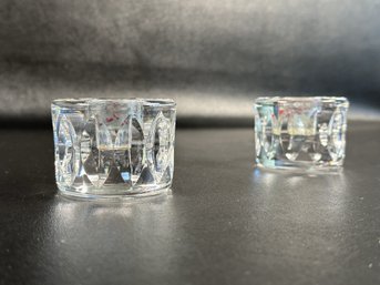 A Pair Of Dazzling Candleholders In Luxury Cut Crystal By Orrefors