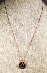 Rose Gold Over Sterling Silver Moonstone Pendant On Chain Necklace 18' Long