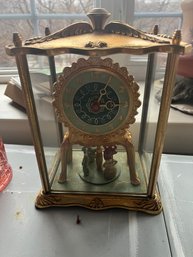 United Clock Corp Vintage Gold Clock With Twirling Dancers