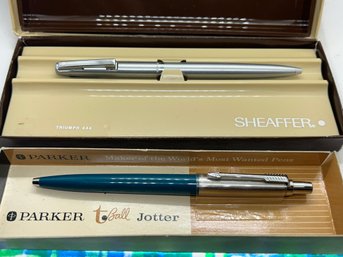 Vintage New Old Stock Pens- 1960s PARKER T-BALL JOTTER And Ca. 1970 SHAEFFER TRIUMPH 444