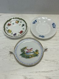 Lot Of 3 Plates & Saucers - Rosenthal, Royal Copenhagen & Heritage Fruit - All 7' Diameter